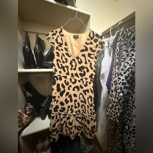Sugarlips Black and Tan Animal Print Mini Dress